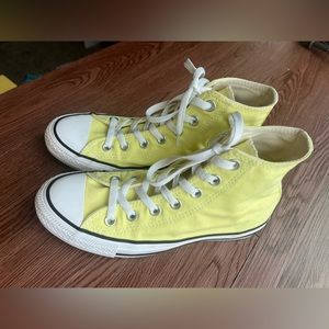 Neon Yellow high top converse